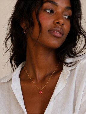 New! Preppy Colorful 18K Gold Plated Pink Crystal Necklace NWOT